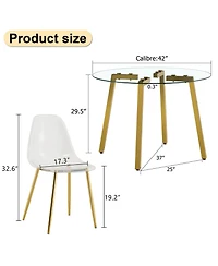 Streamdale Glass Table & Gold Leg Chairs