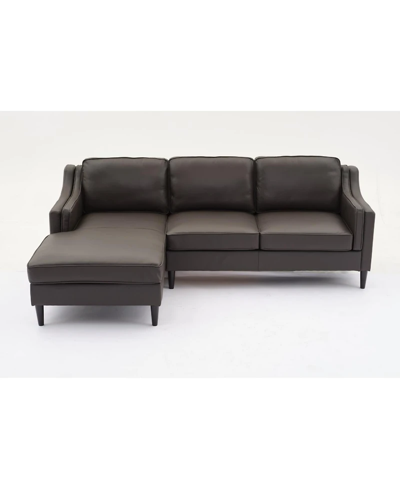 Streamdale 94.5 inch modern style L-shaped genuine leather sofa with chaise lounge, Left Chaise, Espresso