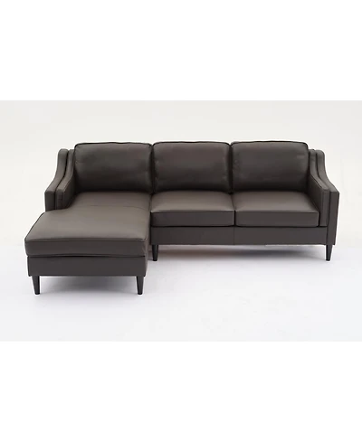 Streamdale 94.5 inch modern style L-shaped genuine leather sofa with chaise lounge, Left Chaise, Espresso