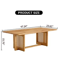 Streamdale Chinese style log wind Imitation rattan tea table rectangular solid wood coffee table small family living room tea table