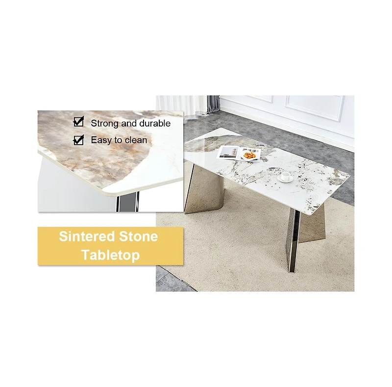 Streamdale Luxurious Pandora Table and 4 Dark Gray Pu Chairs