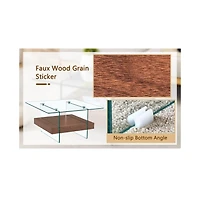 Streamdale Modern Square Glass Coffee Table with Two Tiers (31.4