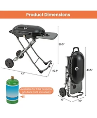 15000 Btu Portable Propane Bbq Grill with Wheels and Side Shelf