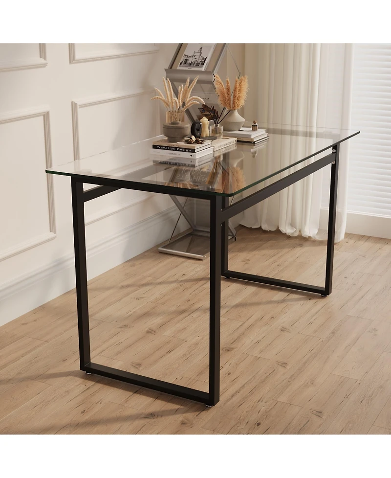 Streamdale Rectangular Glass Dining Table for 4-6,51" W x 27"D x 30" H