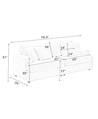 Streamdale 79.3" Corduroy Sofa with 4 Pillows
