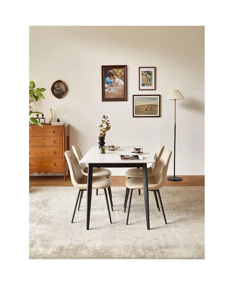 Dining Chair set of 2 with High Backs Mid Century Modern Kitchen & Dining Room Chairs Pu Faux Leather Upholstered sillas de comedor Comfortable Large