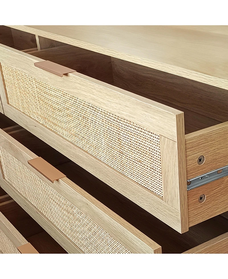 51.18" 6-Drawers Rattan Storage Cabinet Rattan Drawer, for Bedroom, Living Room, Natural (Same Sku:W75784346)