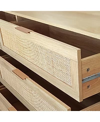 51.18" 6-Drawers Rattan Storage Cabinet Rattan Drawer, for Bedroom, Living Room, Natural (Same Sku:W75784346)