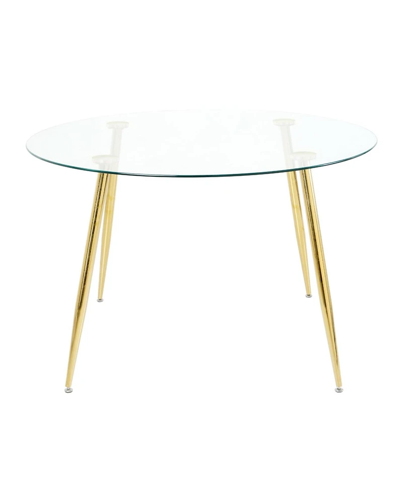Streamdale 47.2" Glass Dining Table, Gold Legs
