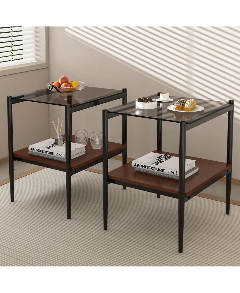 Streamdale Modern Glass Coffee & End Table Set of 3