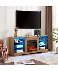 Streamdale Electric Fireplace Tv Stand with Glass Shelves (62" Max)