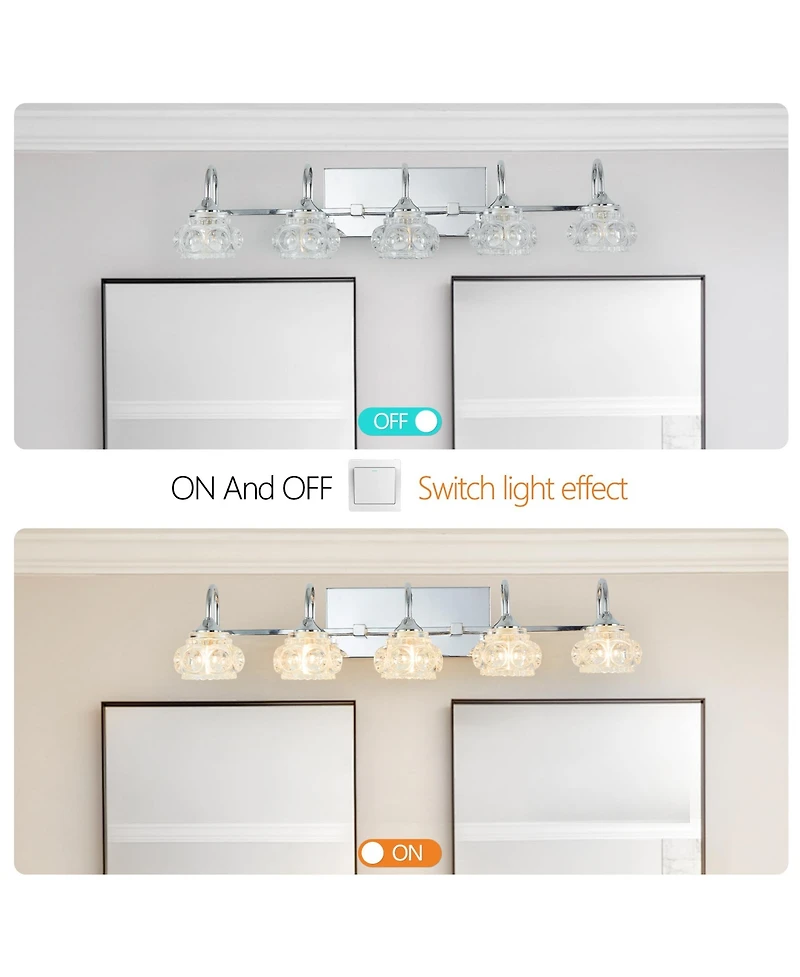 Streamdale Brushed Nickel Vintage Crystal Vanity Light (5-Light, No Bulbs)