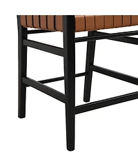 Streamdale 24" Classic Pu Counter Stools (Set of 2), Rubberwood Frame, Brown