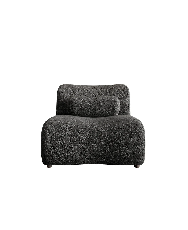 Streamdale Modular Black Chenille Sofa with Headrests and Cylindrical Pillows
