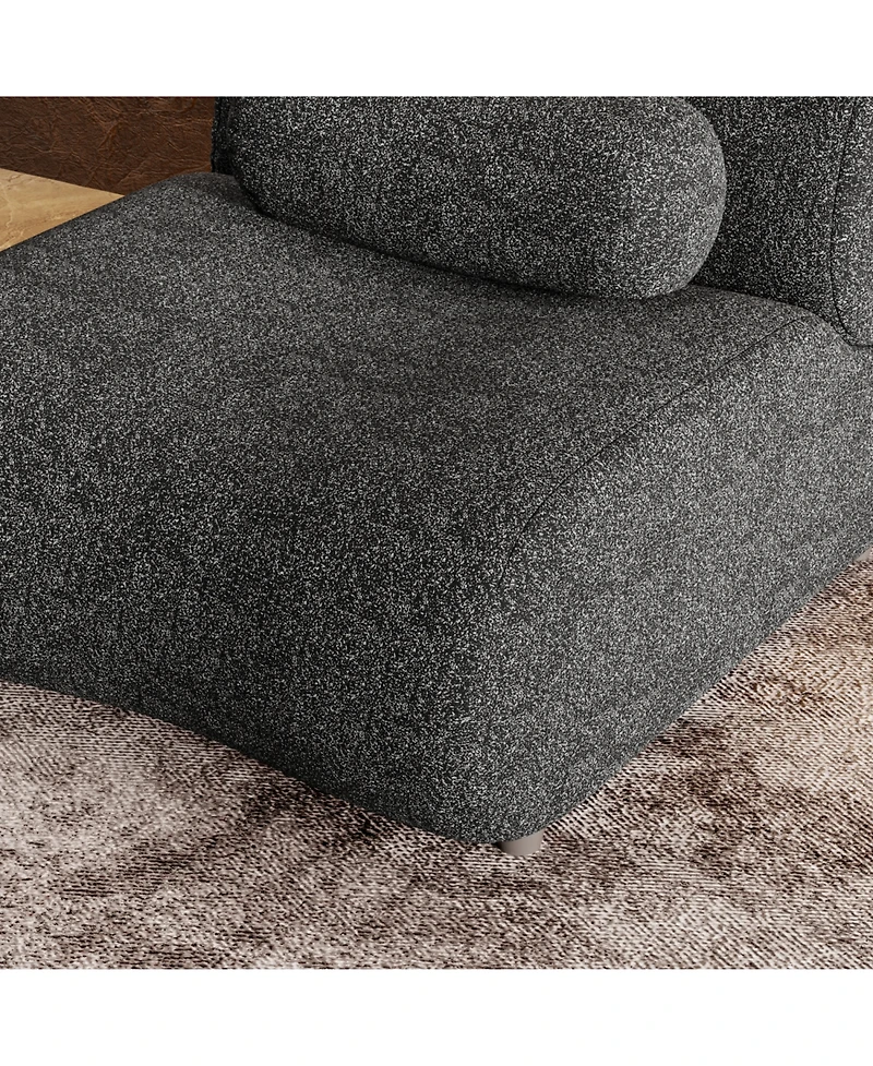 Streamdale Modular Black Chenille Sofa with Headrests and Cylindrical Pillows