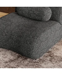 Streamdale Modular Black Chenille Sofa with Headrests and Cylindrical Pillows