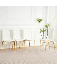 Streamdale Gold-Plated Pu Dining Chair with Upholstered Seat (Set of 4)