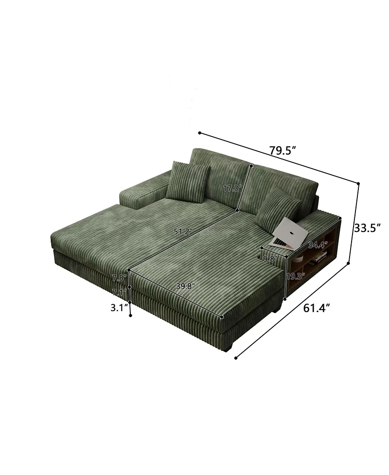 Streamdale Cozy Corduroy Sleeper Sofa Oversized, Modern Double Lounge