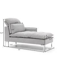 Streamdale 55" Chaise Lounge Sofa Left Armrest, Pillow, Tufted