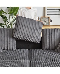 Streamdale Comfy 3-Seater Corduroy Sofa with Storage Spaces