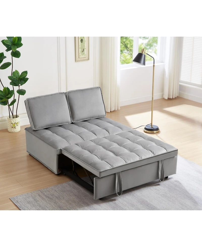 Streamdale Modern Velvet Convertible Sofa Bed with Detachable Backs, Grey