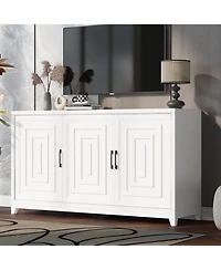Modern Tv Stand for TVs up to 65", with Storage & Solid Wood Legs