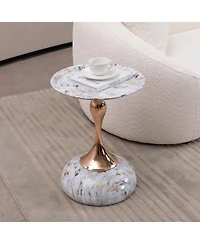 Streamdale Modern Round Coffee Table, Metal Pedestal Table for Small Spaces