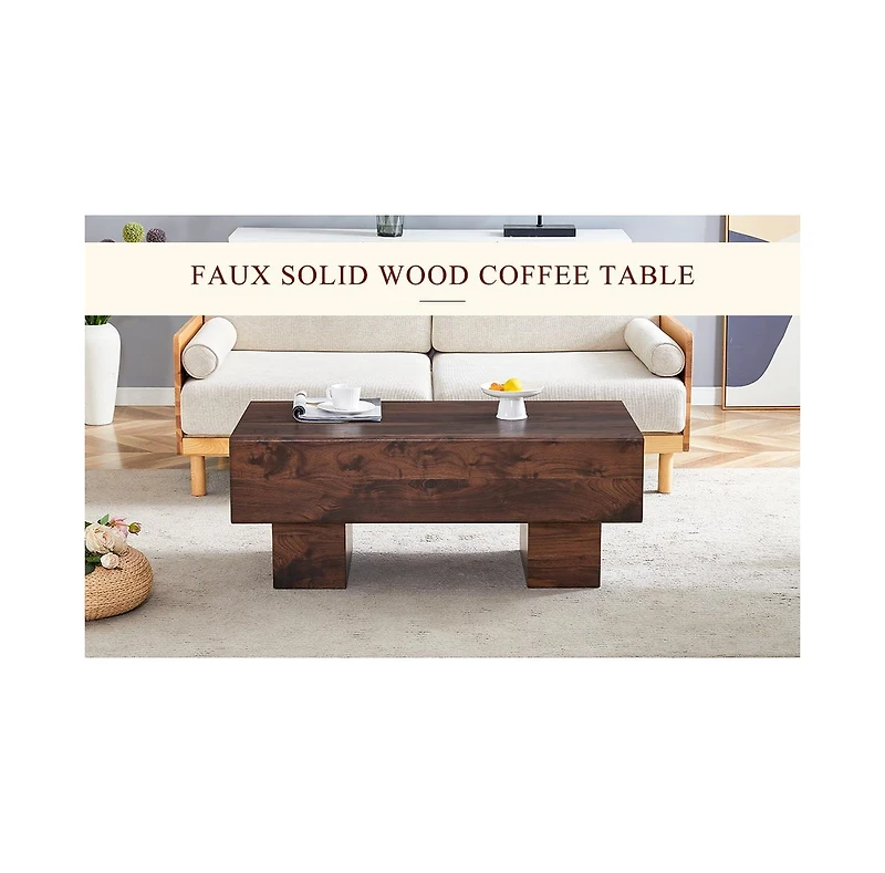 Streamdale Walnut Texture Mdf Coffee Table - 43"x21"x17