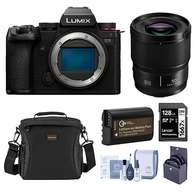 Panasonic Lumix S5 Ii Mirrorless Camera Bundle with 50mm f/1.8 Lens, 128GB Memory Card, Shoulder Bag, Battery Pack, Filter Kit, Cleaning Kit