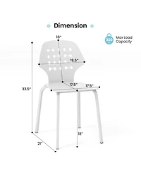 Set of 4 Metal Dining Chair with Hollowed Backrest and Metal Legs