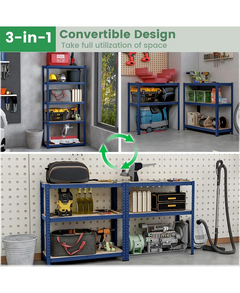 5-Tier Heavy Duty Metal Shelving Unit with 2000 Lbs Total Load Capacity-Blue