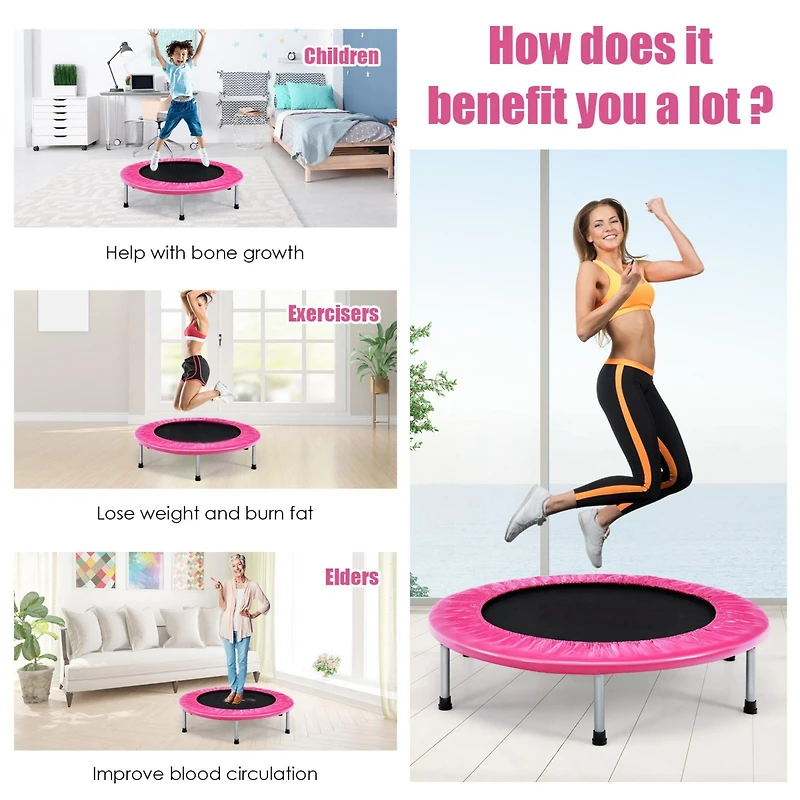 36 Inch Mini Folding Trampoline Portable Recreational Fitness Rebounder