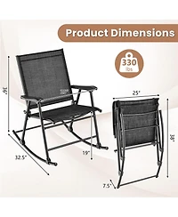 Folding Rocking Chair with Breathable Seat Fabric Set of 2