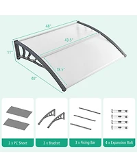 48 x 40 Inch Outdoor Front Door Window Awning Door Canopy Exterior