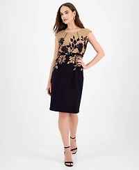 Connected Women's Ottoman Floral Placed Print Belted Dress