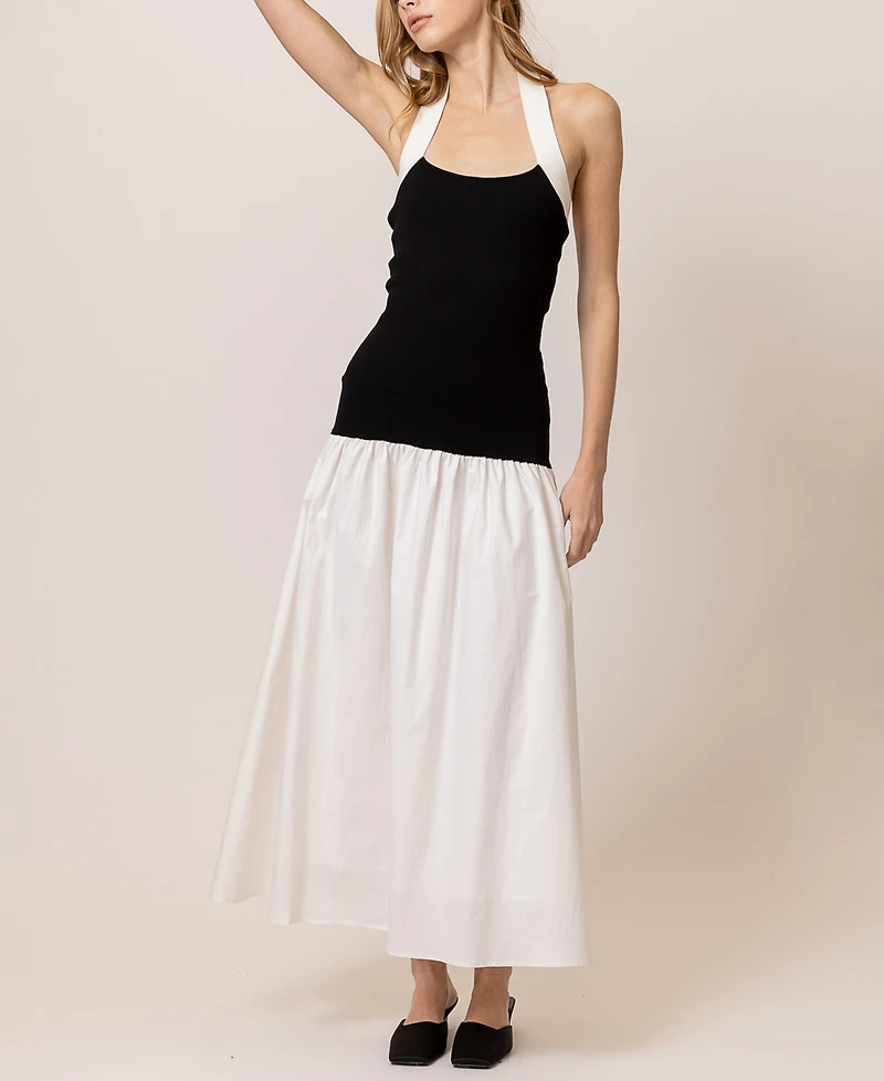Line & Dot Women's Kohl Mixed-Media Halter-Neck Dress