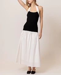 Line & Dot Women's Kohl Mixed-Media Halter-Neck Dress