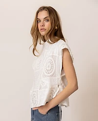 Line & Dot Women's Biva Cotton Round-Neck Tunic Top
