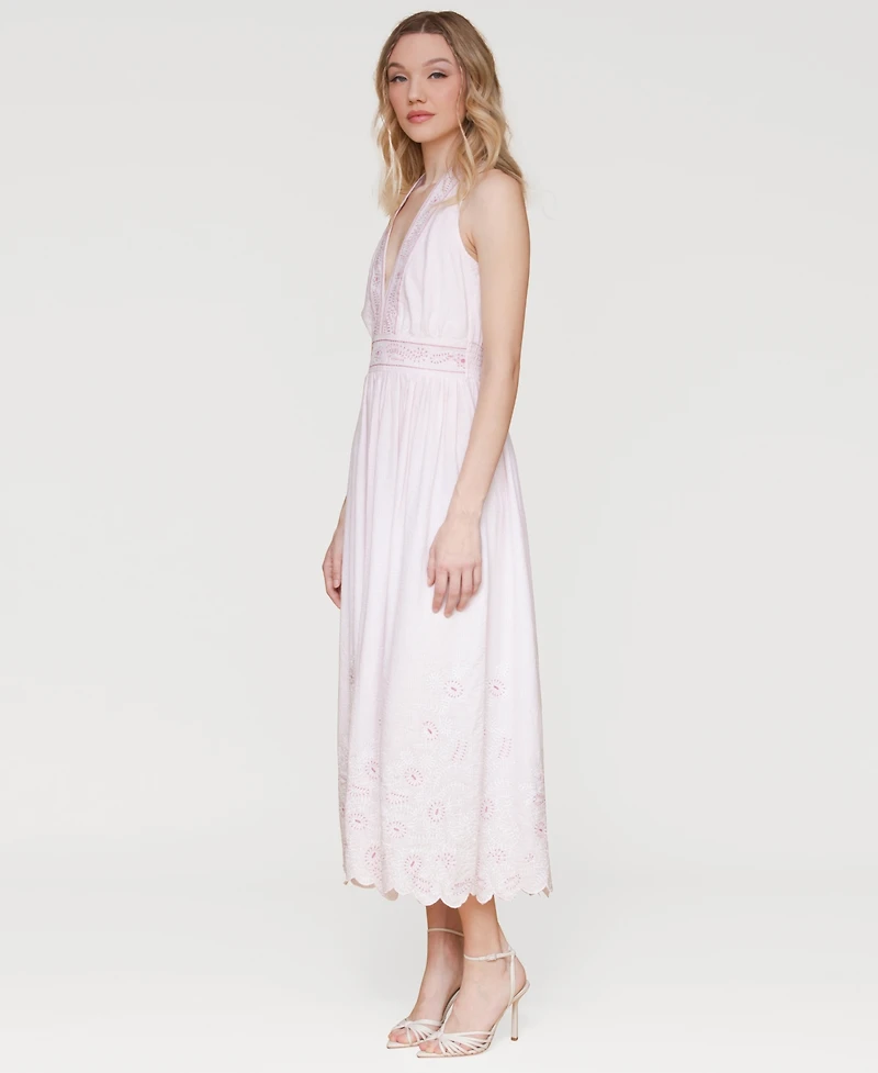 Avec Les Filles Women's Embroidered Cotton Midi Dress