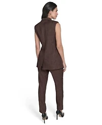 Calvin Klein Womens Textured Double Breasted Vest Slim Leg Ankle Pants