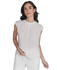 Calvin Klein Women's Studded Cap-Sleeve Crewneck Blouse