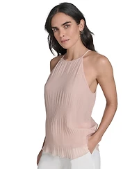 Calvin Klein Women's Pleated Chiffon Halter-Neck Top
