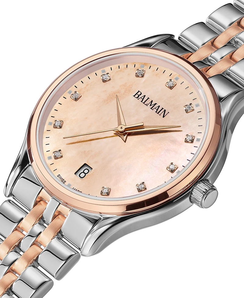 Balmain Women's Swiss Beleganza Diamond (1/20 ct. t.w.) Two-Tone Stainless Steel Bracelet Watch 32mm