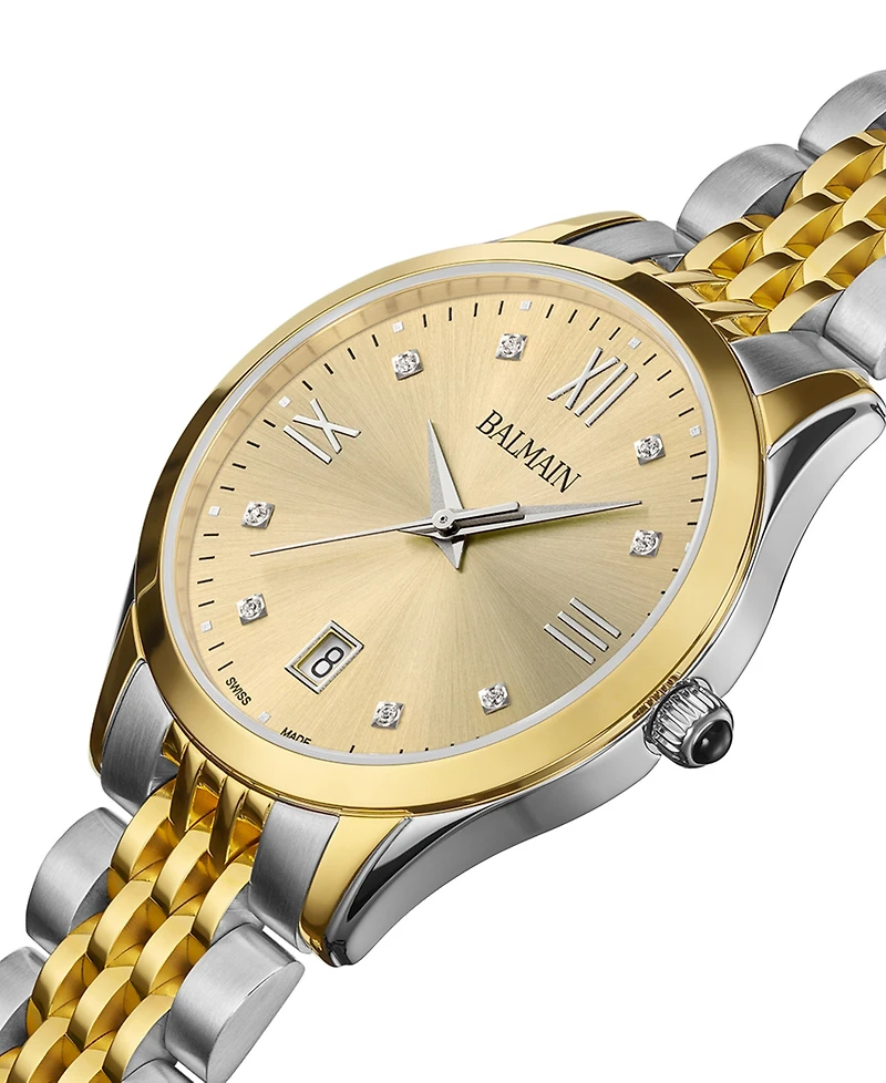 Balmain Women's Swiss Classic R Diamond Accent Two-Tone Stainless Steel Bracelet Watch 34mm