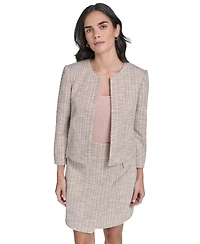 Calvin Klein Women's Collarless Textured Open-Front Jacket