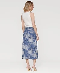 Avec Les Filles Women's Floral Denim Maxi Skirt