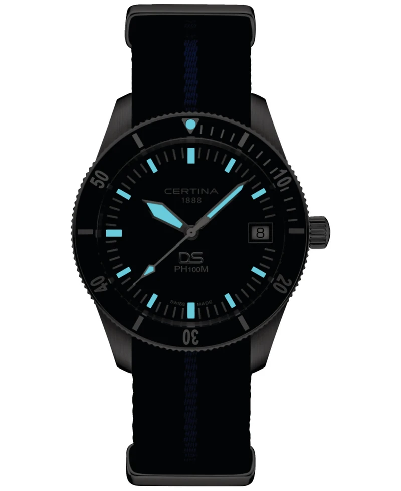Certina Men's Swiss Ds Heritage Blue Nato Strap Watch 41mm