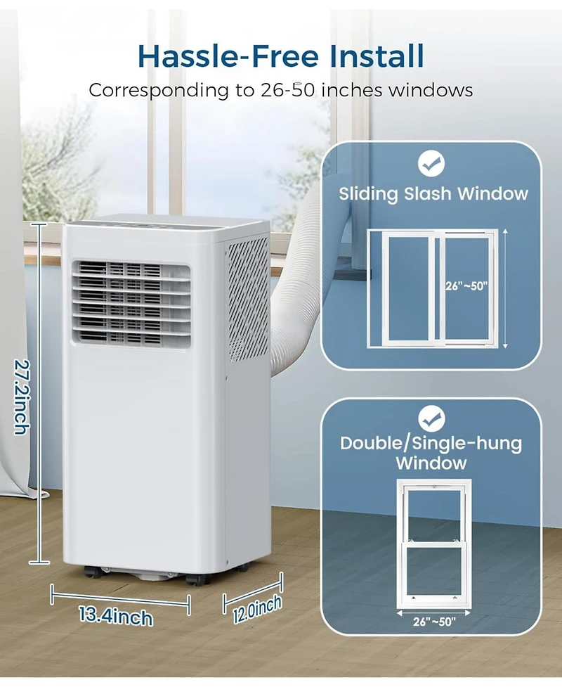 Cowsar Portable Air Conditioner 10000 Btu (Ashrae), 3-in-1 Modes Ac Cools Up to 450 Sq. Ft., Sleep Mode, Rc, Led Display, 24H Timer, Ac Unit with Wind