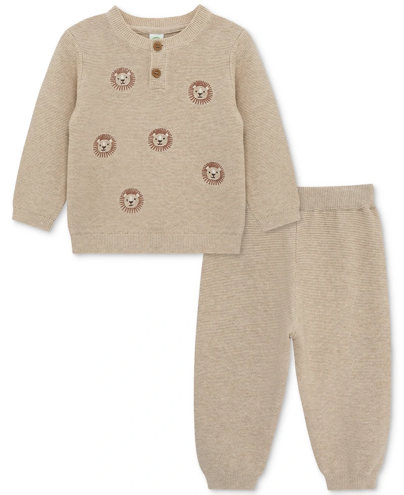 Little Me Baby Boys Cotton Lion Sweater & Pants, 2 Piece Set