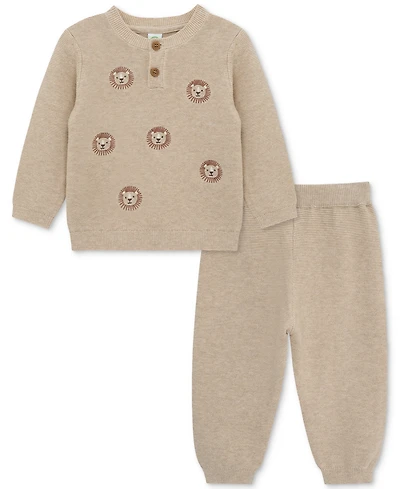 Little Me Baby Boys Cotton Lion Sweater & Pants, 2 Piece Set